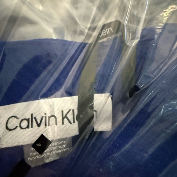 Calvin Klein V-Neck Sleeveless A-Line Cobalt Blue Layered MIDI Dress NWT 10 - Picture 9 of 12